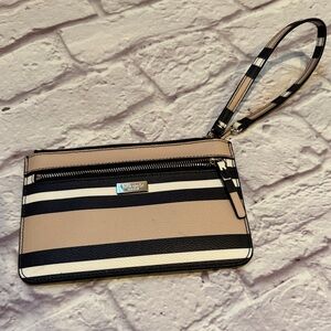 Kate Spade Black and Tan Striped Wristlet
